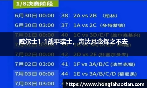 威尔士1-1战平瑞士，淘汰悬念挥之不去