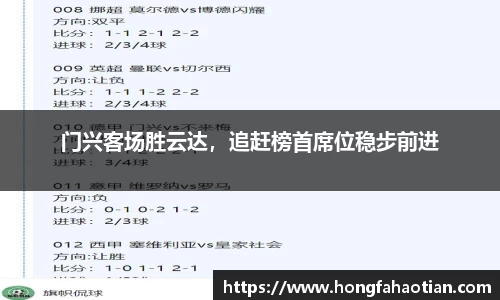 门兴客场胜云达，追赶榜首席位稳步前进
