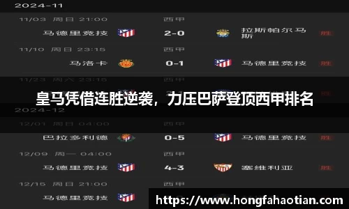 皇马凭借连胜逆袭，力压巴萨登顶西甲排名